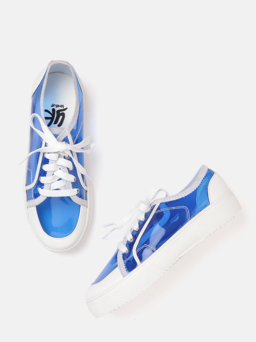 

YK Girls Blue & White Colourblocked Detail Semi-Transparent Sneakers