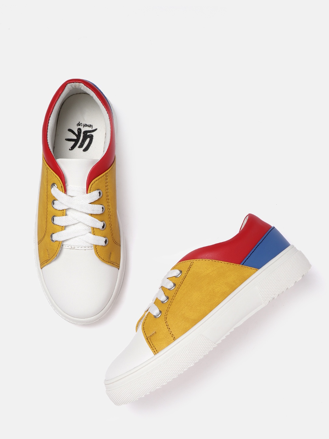 

Yk Boys Mustard Yellow & White Colourblocked Sneakers