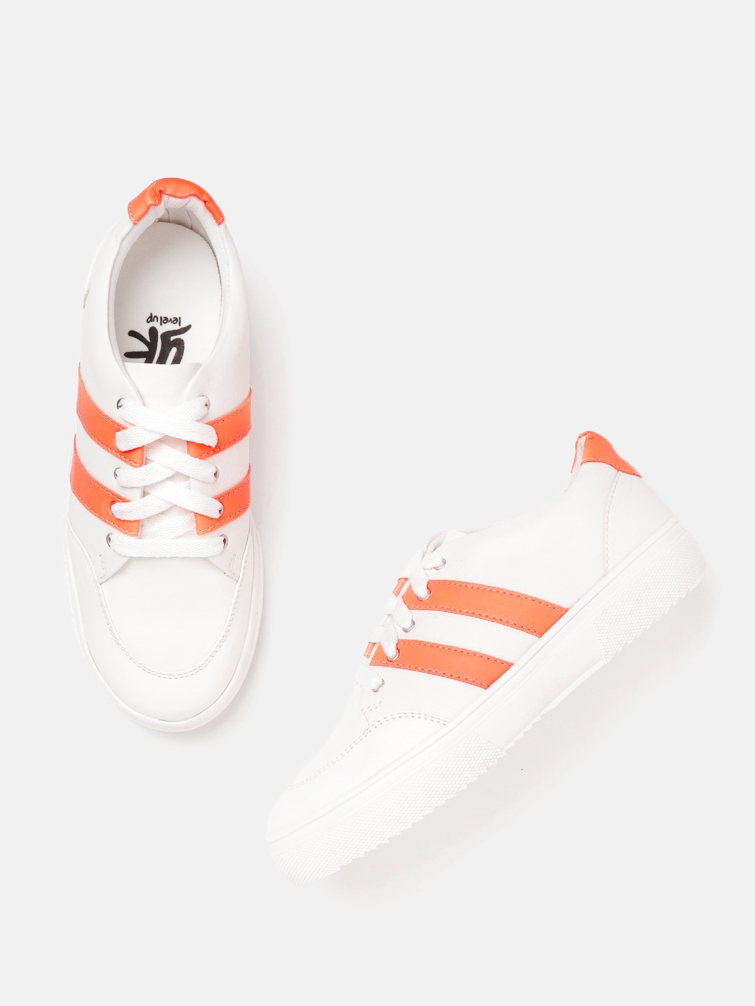 

YK Kids White & Neon Orange Colourblock Detail Sneakers