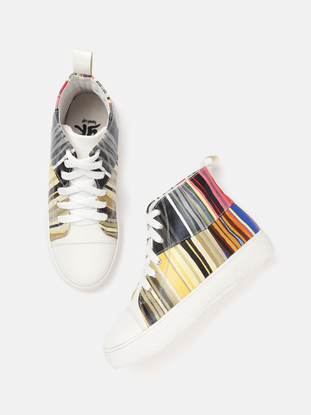 

YK Girls Multicoloured Striped Mid-Top Sneakers, Multi