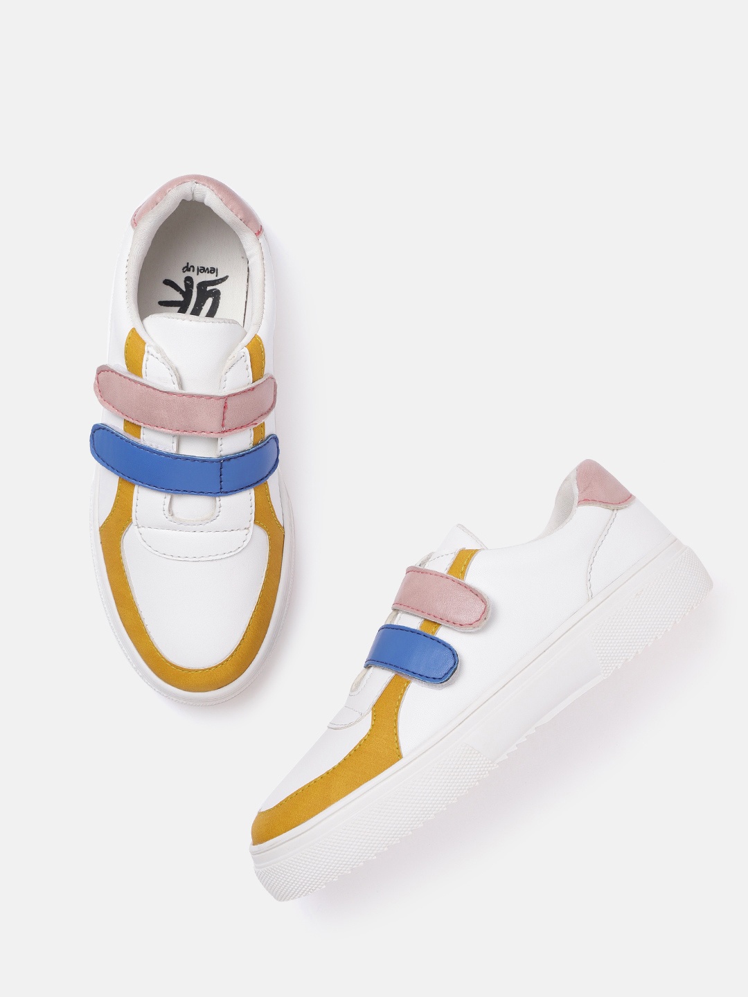 

YK Boys White & Mustard Yellow Colourblocked Sneakers