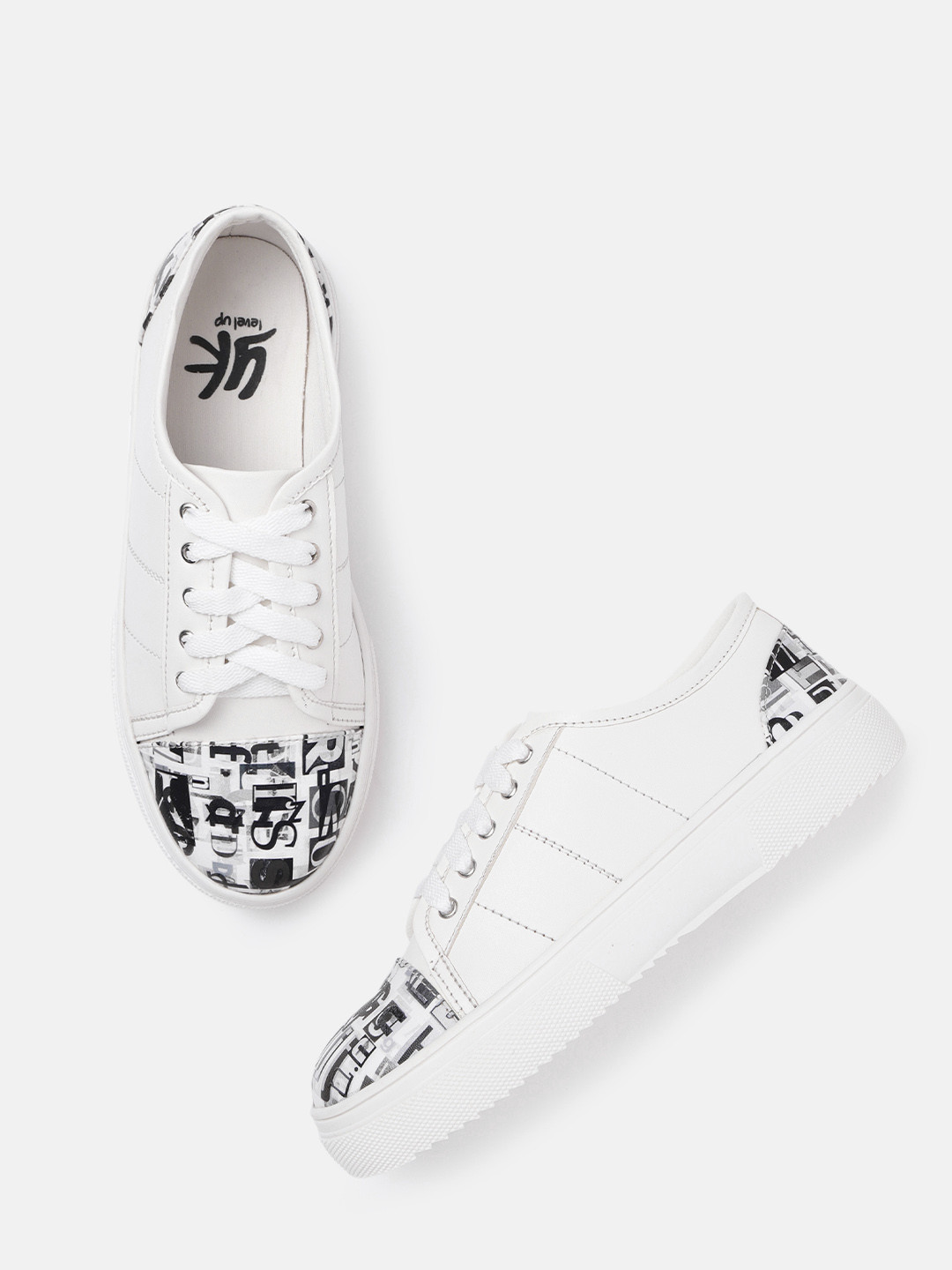 

YK Boys White & Black Printed Detail Sneakers