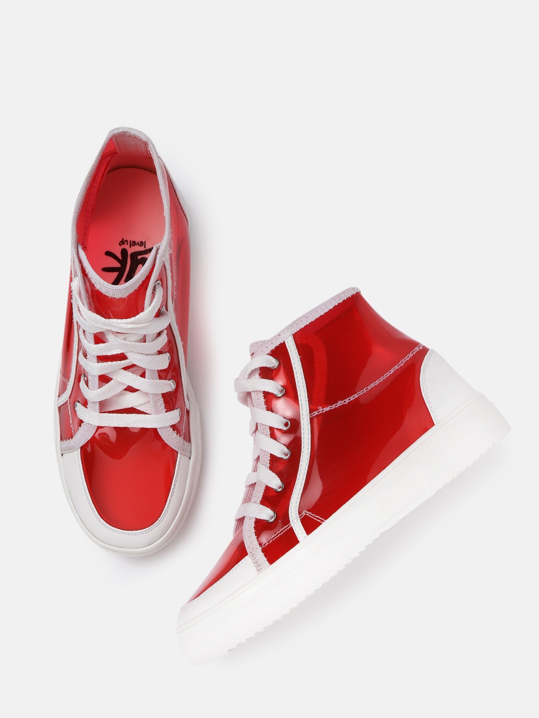

YK Girls Red & White Mid-Top Transparent Sneakers