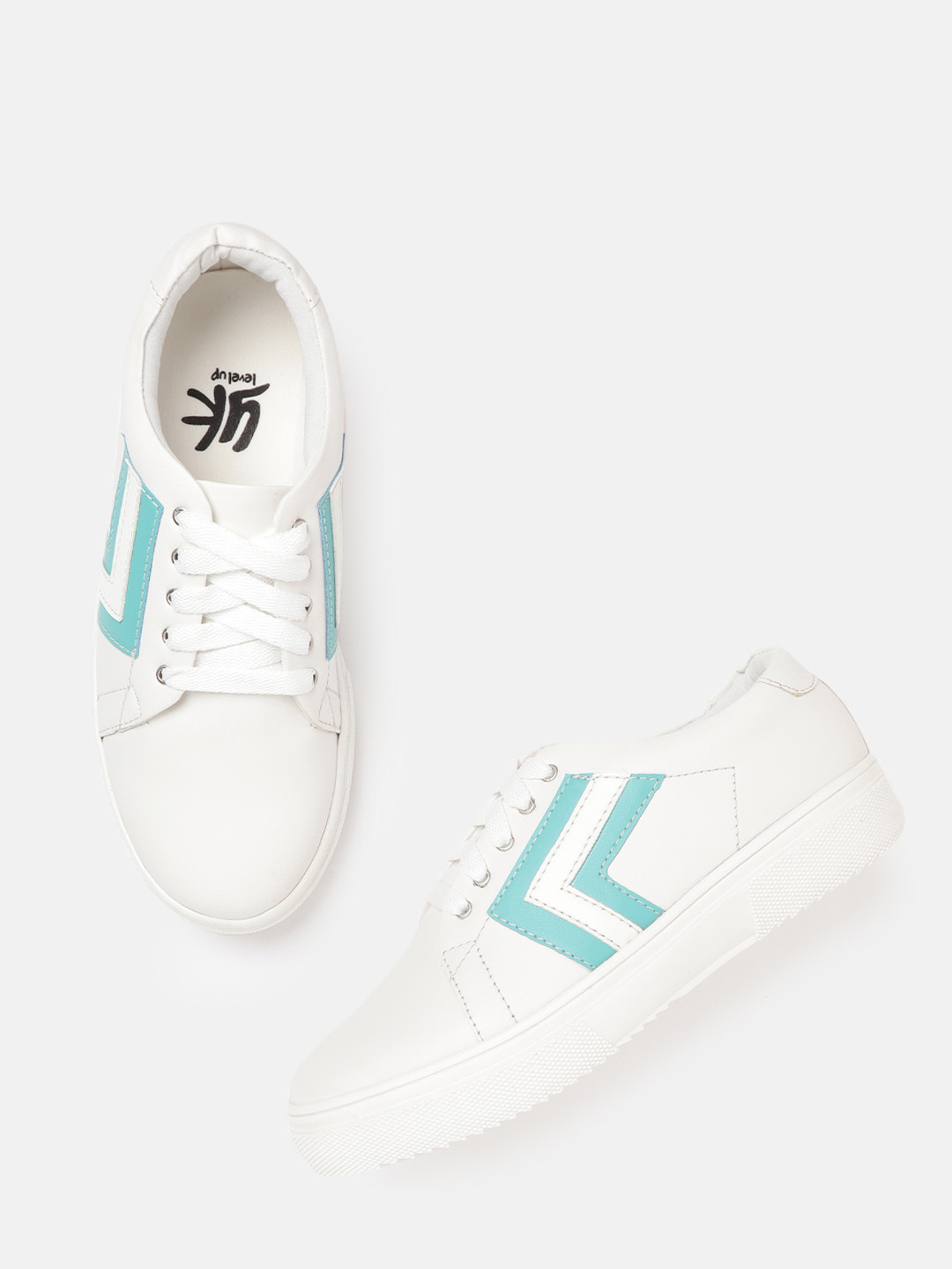 

YK Kids White & Blue Solid Sneakers
