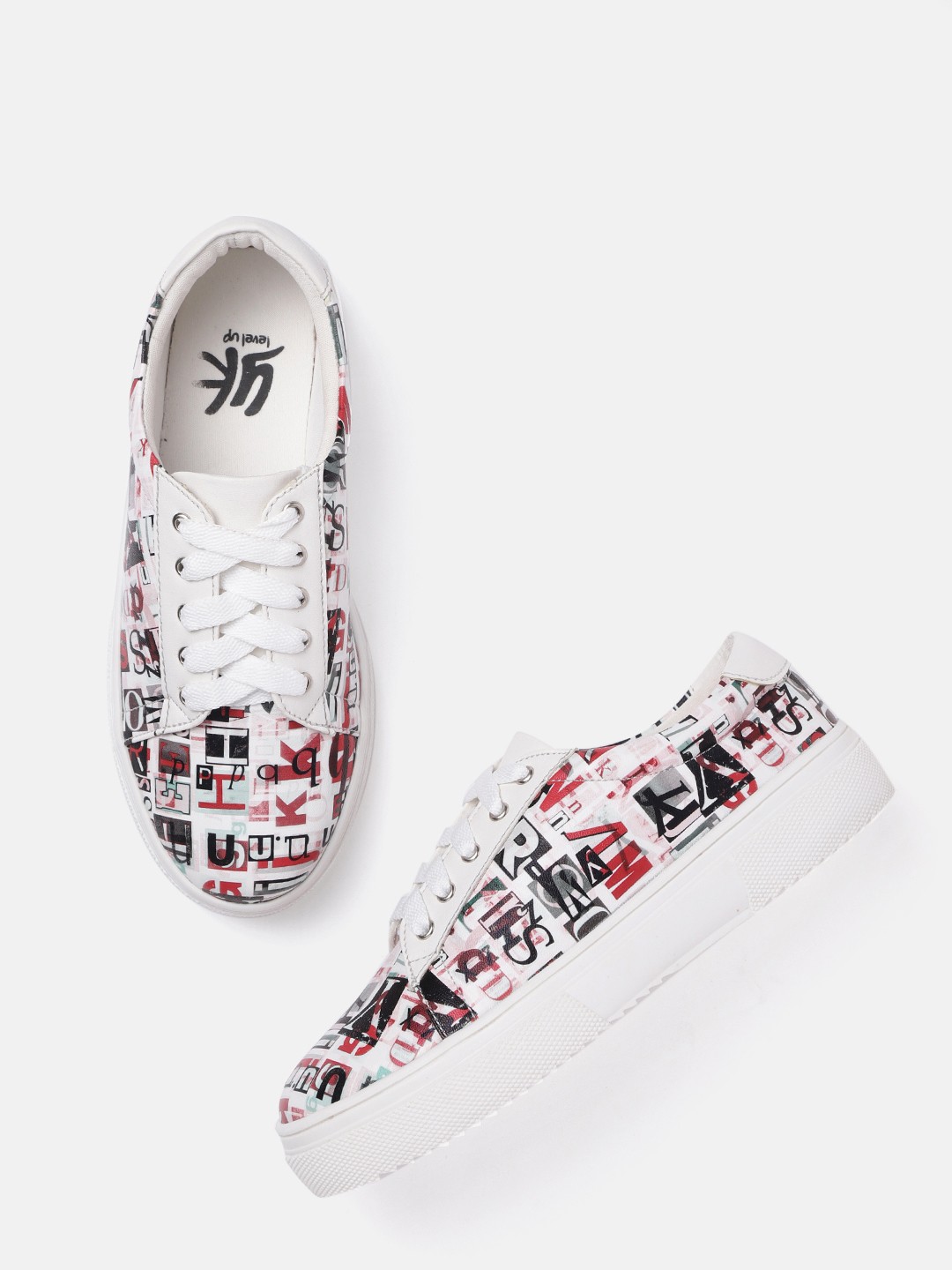 

YK Boys White & Black Typography Print Sneakers