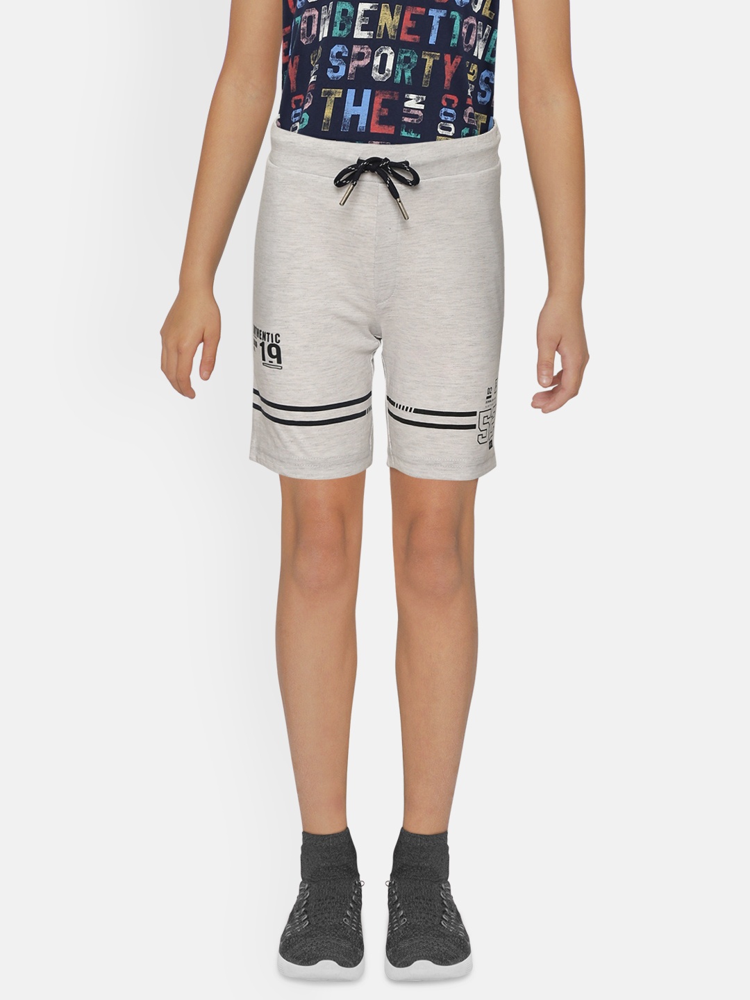 

Monte Carlo Boys Grey Melange & Navy Regular Fit Shorts with Printed Detail