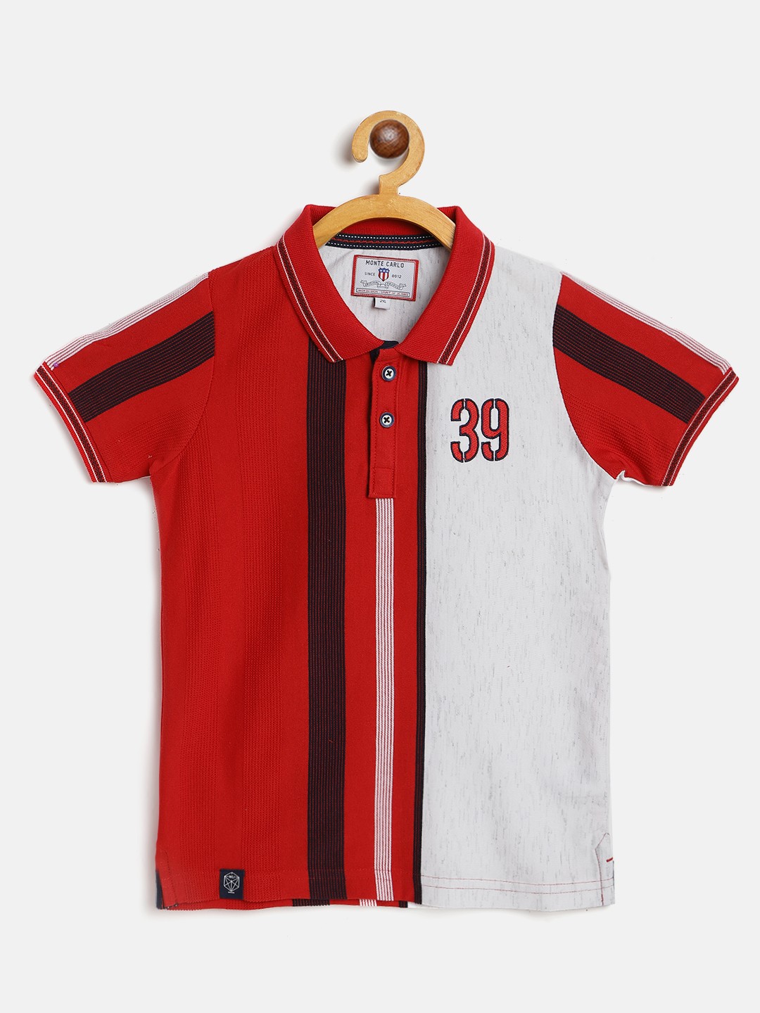 

Monte Carlo Boys Red Colourblocked Polo Collar T-shirt