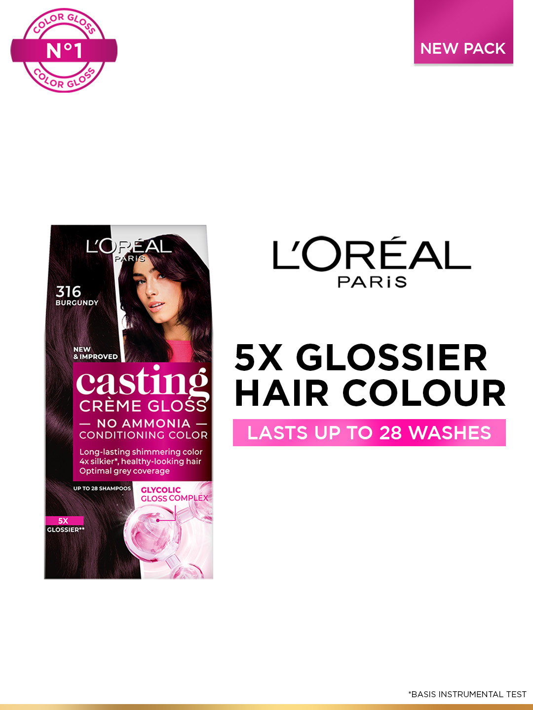 LOreal Paris Casting Creme Gloss Hair Color with Glycolic Gloss Complex - Burgundy 316