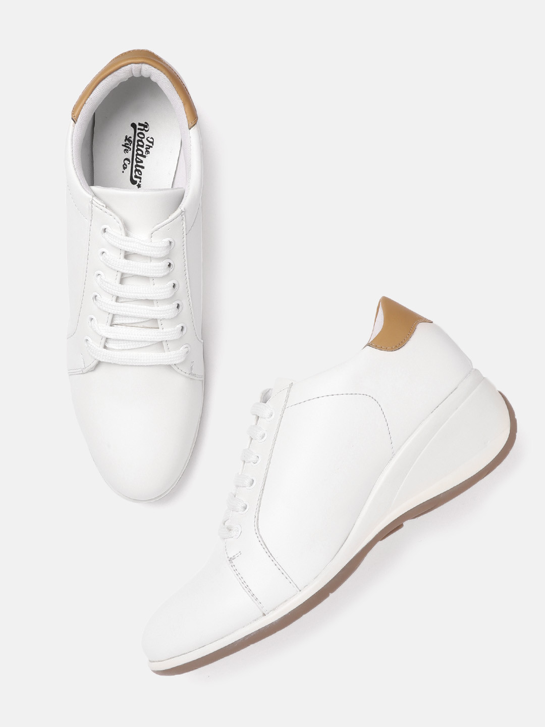 

The Roadster Lifestyle Co Women White Solid Sneaker Wedges