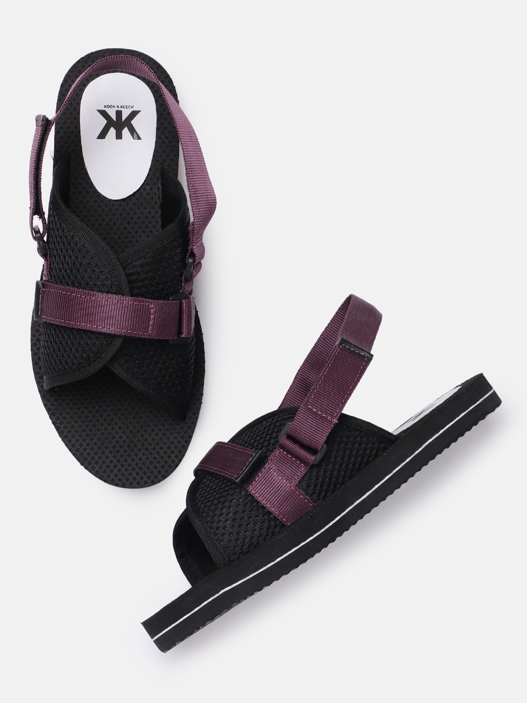 

Kook N Keech Women Purple & Black Sports Sandals