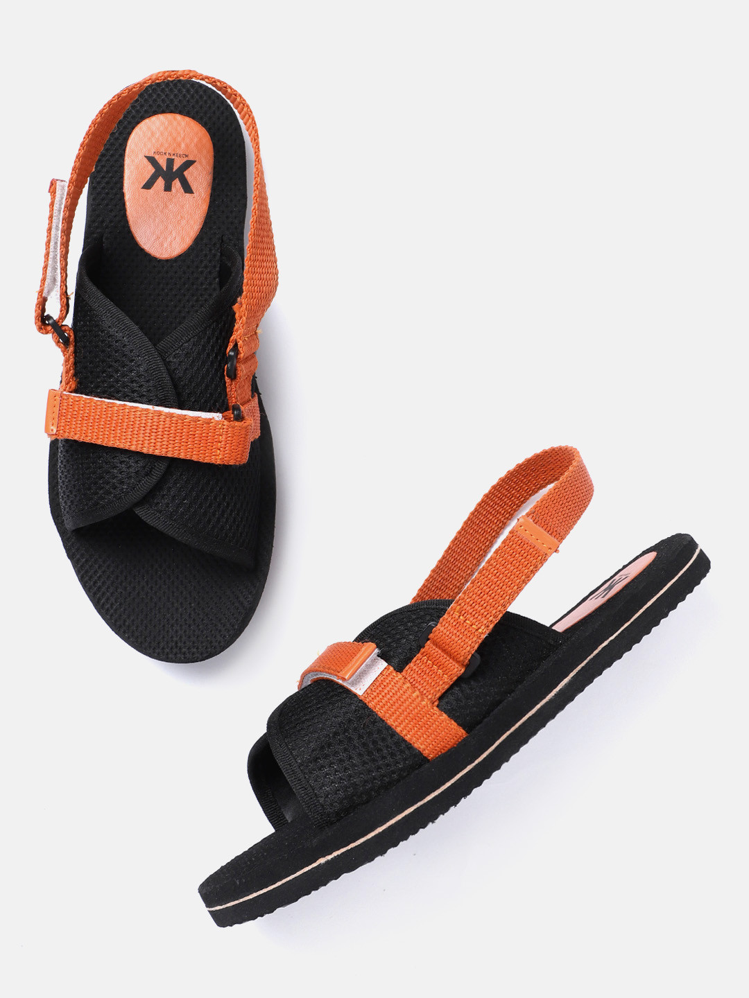 

Kook N Keech Woman Orange & Black Solid Sports Sandals