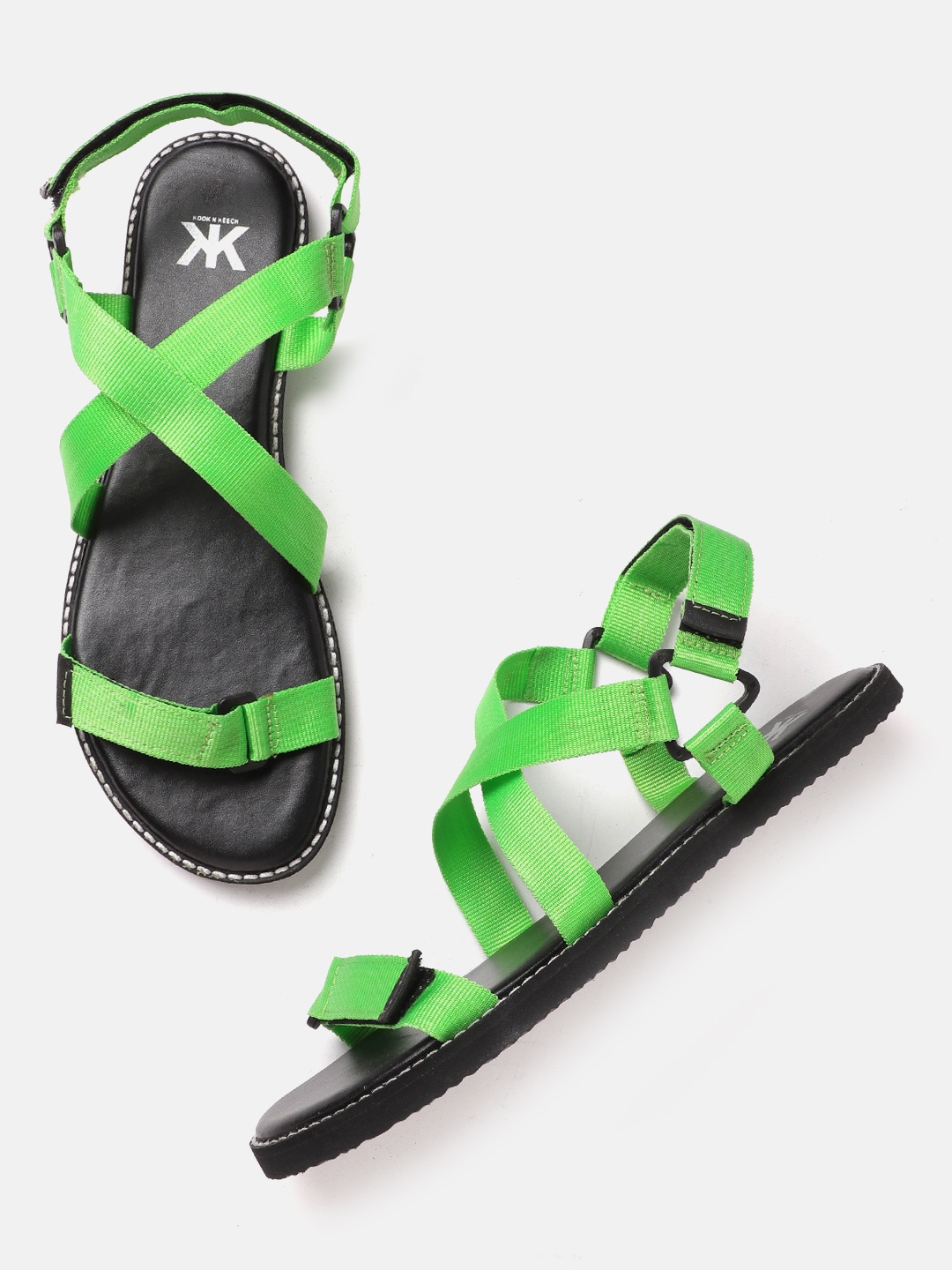 

Kook N Keech Women Green Solid Sports Sandals