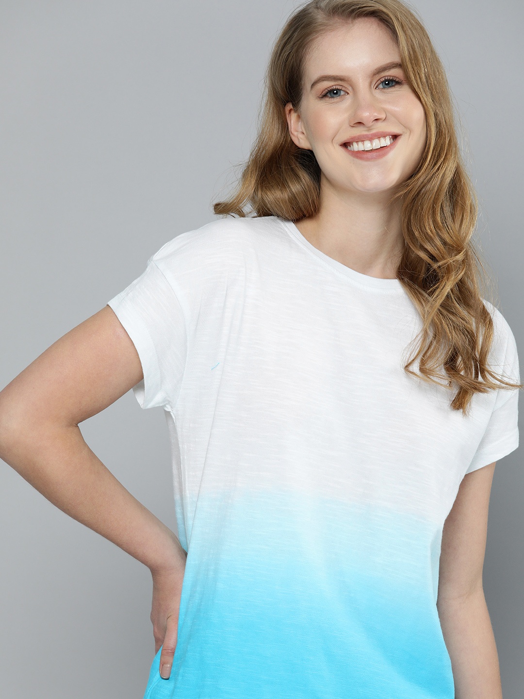 

Mast & Harbour Women White Colourblocked Round Neck T-shirt
