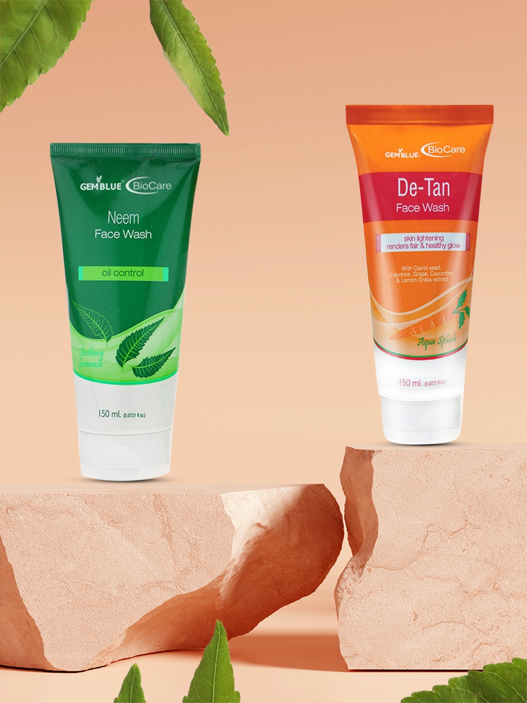 

GEMBLUE BioCare Set Of Neem & De Tan Face Washes, Orange