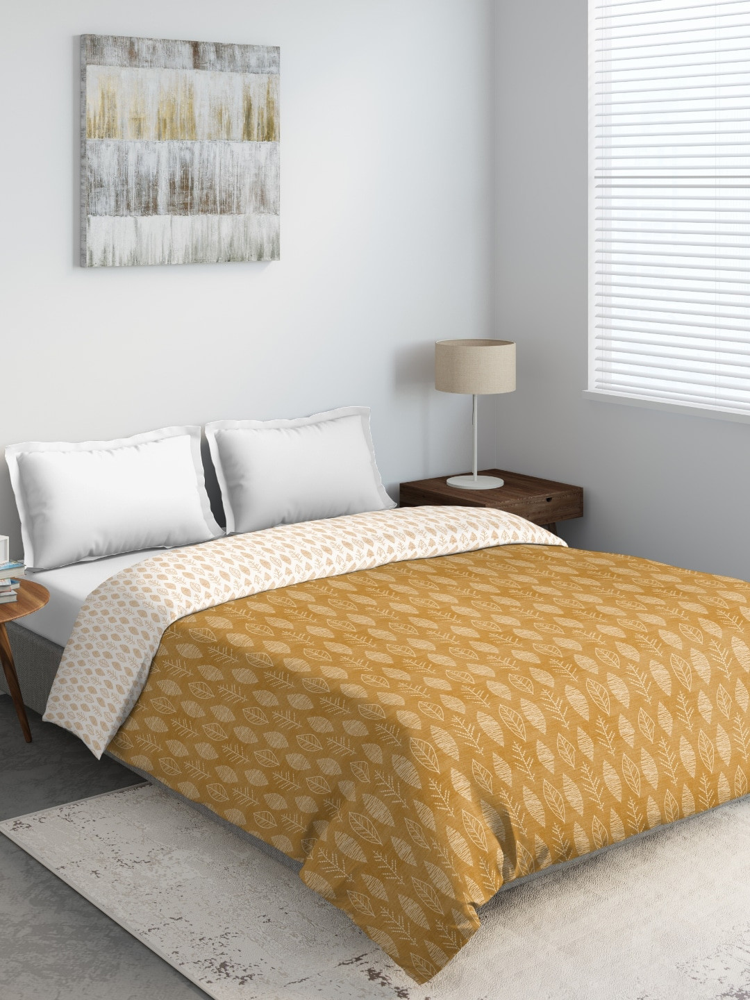 

DDecor Mustard Yellow & White Floral Mild Winter 210 GSM Double Bed Comforter