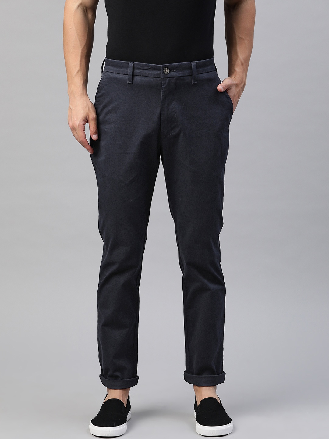 

Marks & Spencer Men Navy Slim Fit Solid Chinos, Navy blue