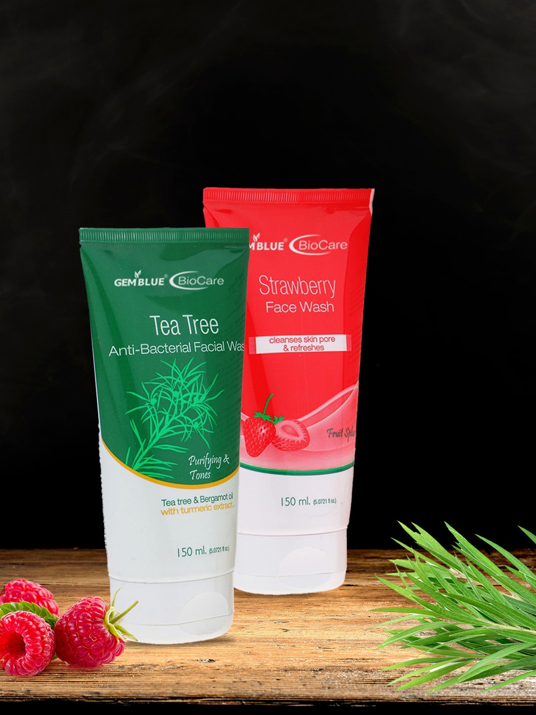 

GEMBLUE BioCare Set of Strawberry Face Wash & Tea Tree Face Wash, Red
