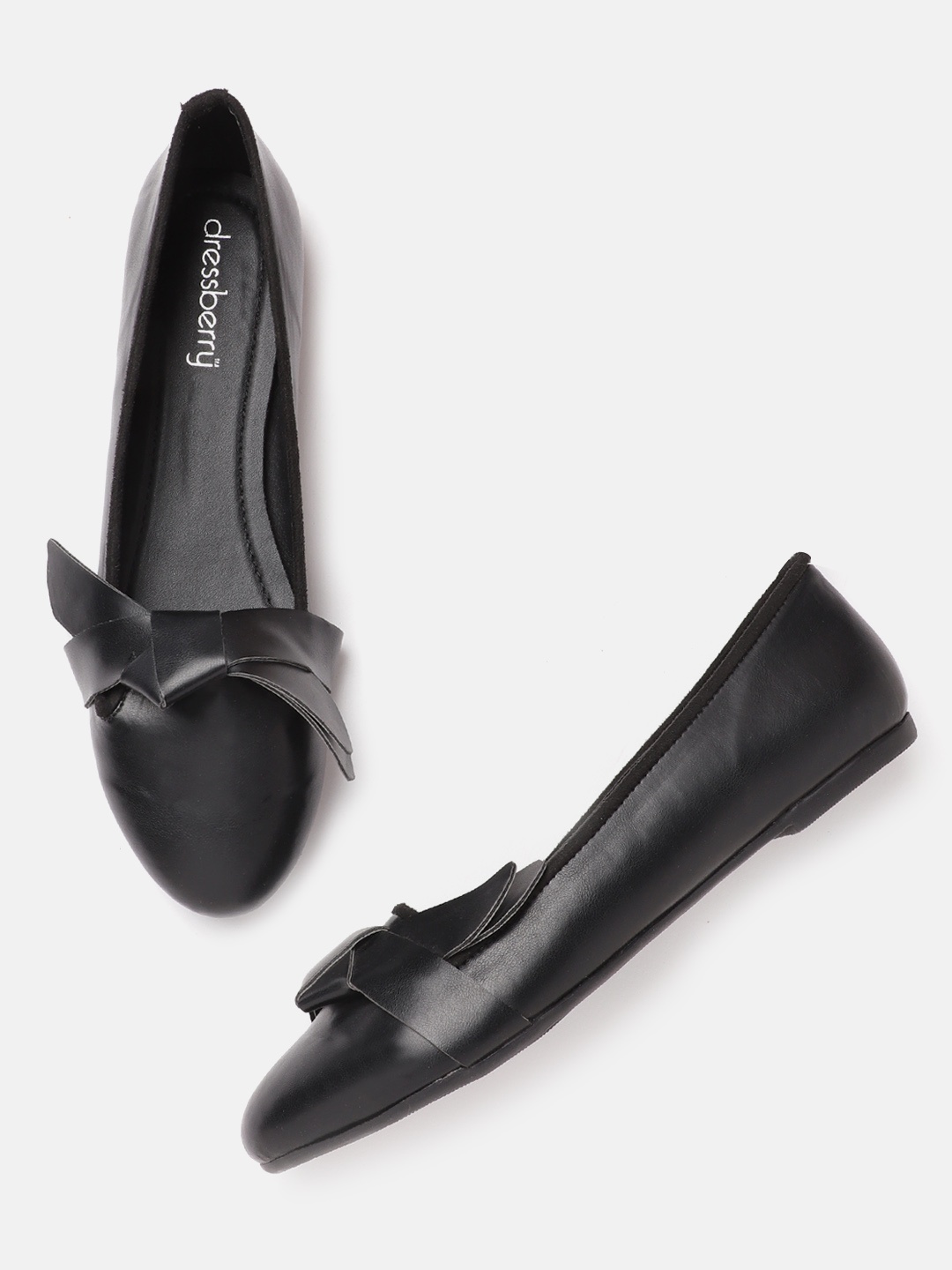 

DressBerry Women Black Solid Ballerinas with Knot Detail