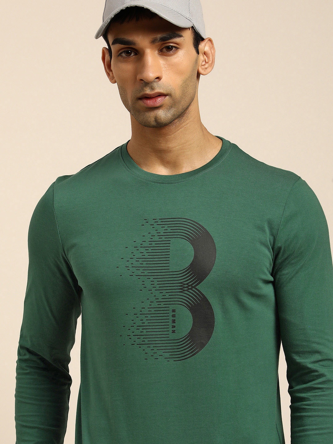 

Being Human Men Teal Green Brand Logo Printed Pure Cotton T-shirt