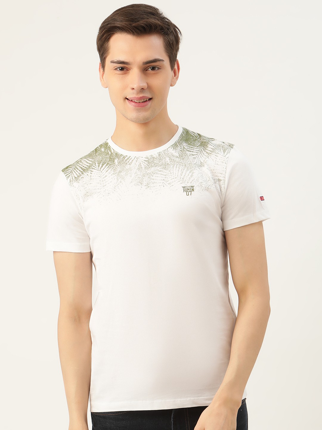 

Being Human Men White Solid Pure Cotton Round Neck T-shirt