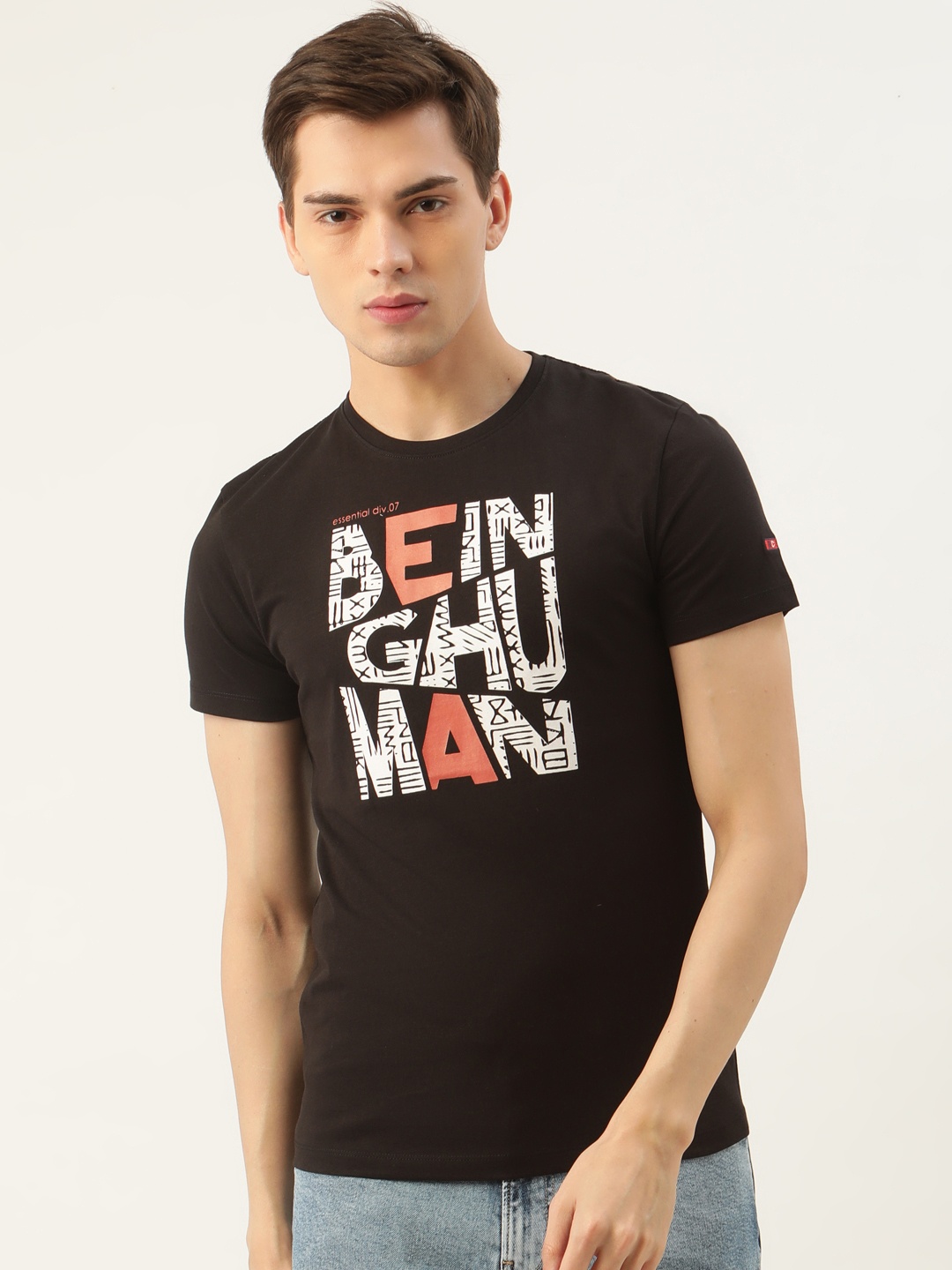 

Being Human Men Black Printed Pure Cotton Round Neck T-shirt