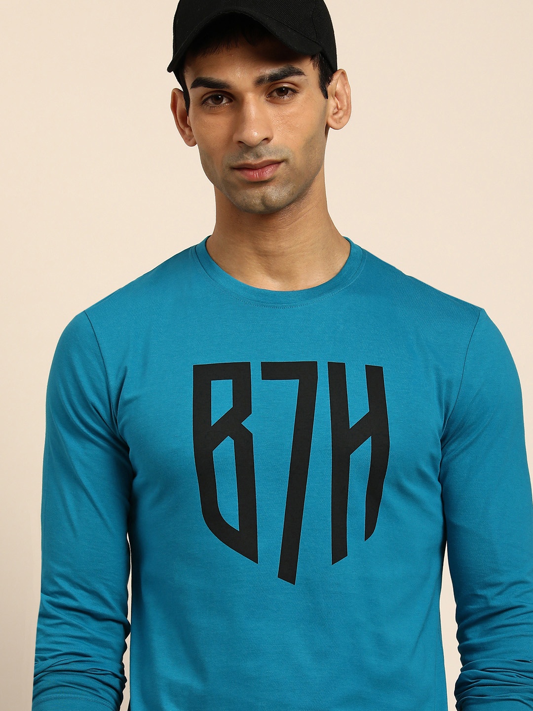 Being Human Men Teal Blue Typography Printed Pure Cotton T-shirt