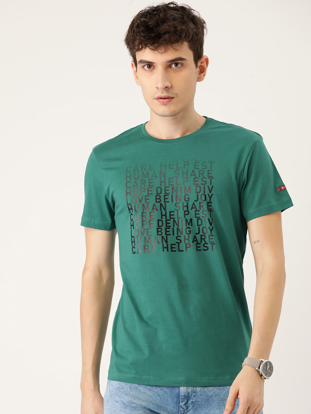 

Being Human Men Green & Black Typography Printed Cotton T-shirt