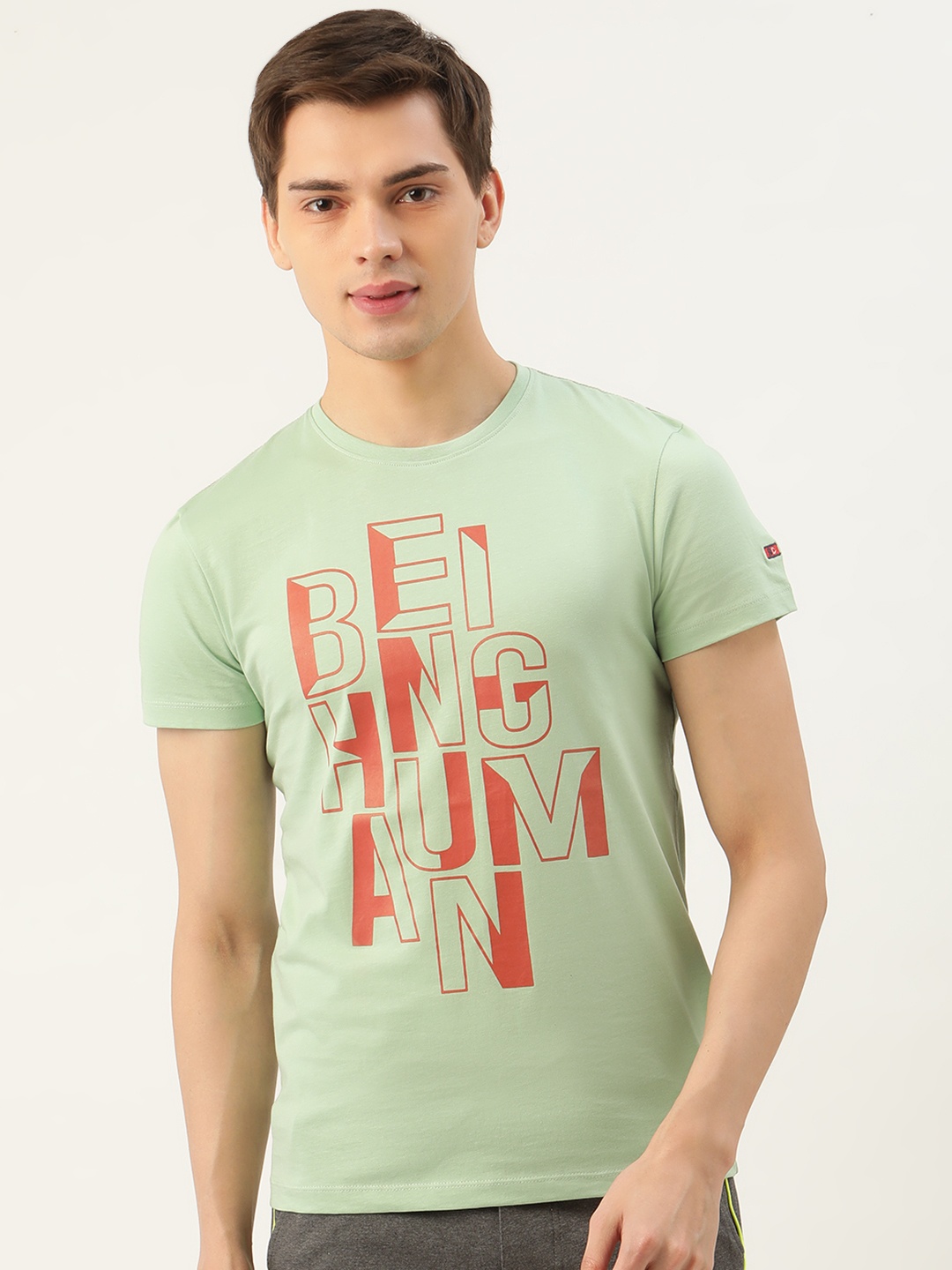 

Being Human Men Green Printed Pure Cotton Round Neck T-shirt