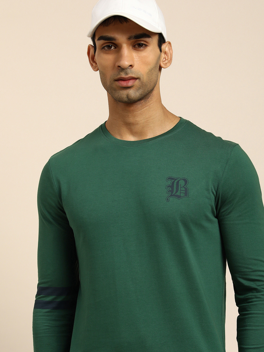 

Being Human Men Teal Brand Logo Printed Pure Cotton Slim Fit Casual T-shirt