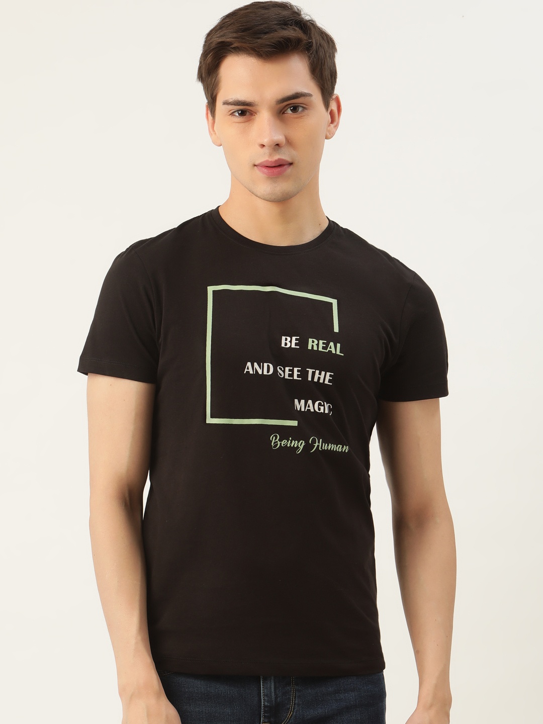 

Being Human Men Black Printed Pure Cotton Round Neck T-shirt