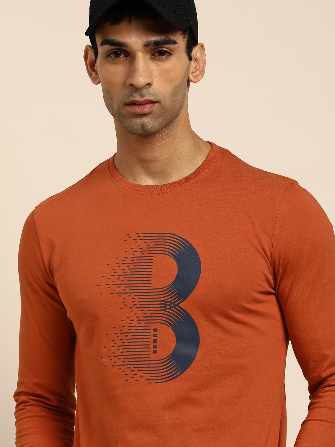 

Being Human Men Rust Red Brand Logo Printed Pure Cotton T-shirt