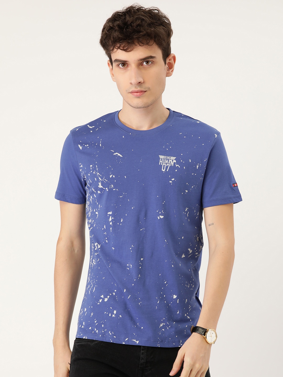 

Being Human Men Blue Printed Cotton T-shirt