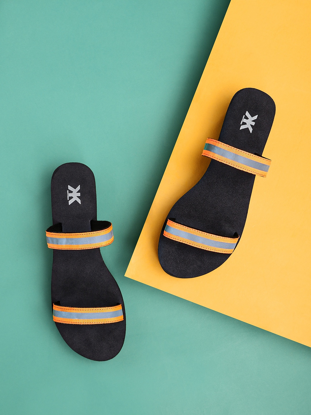 

Kook N Keech Women Yellow & Navy Blue Solid Flip Flops