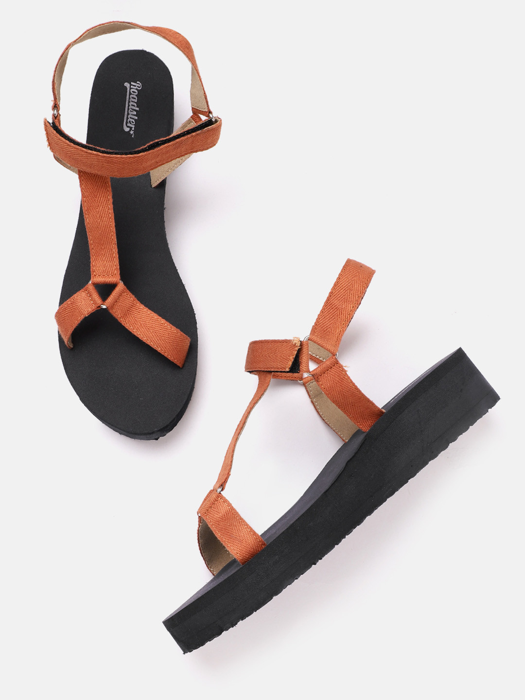 

The Roadster Lifestyle Co Women Rust Orange Woven Design Sports Sandals