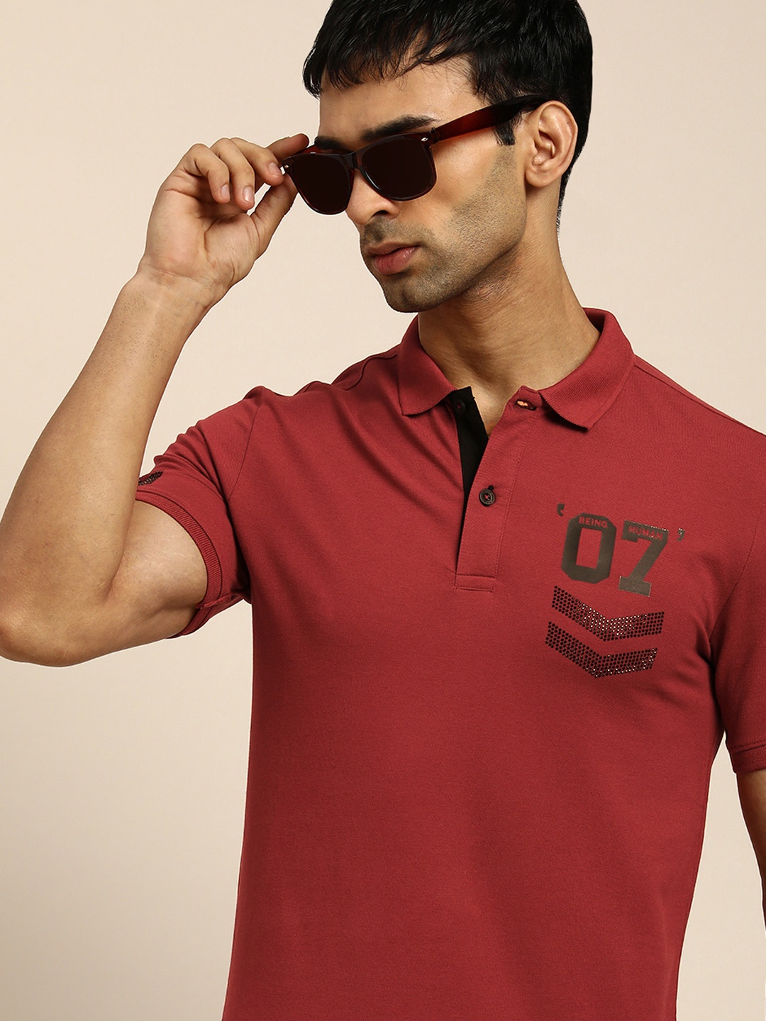 

Being Human Men Burgundy Polo Collar T-shirt