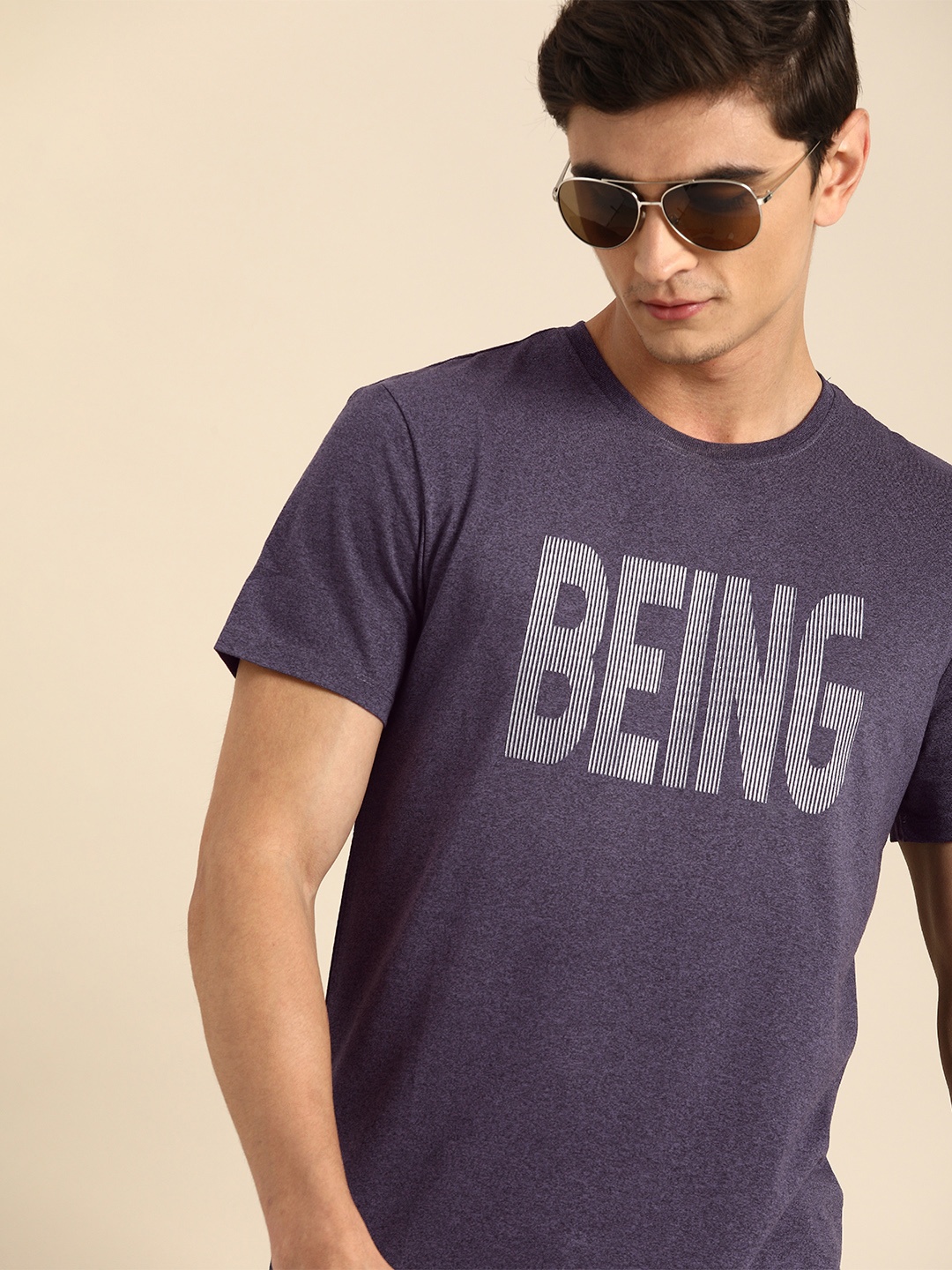 

Being Human Men Purple Printed Round Neck T-shirt