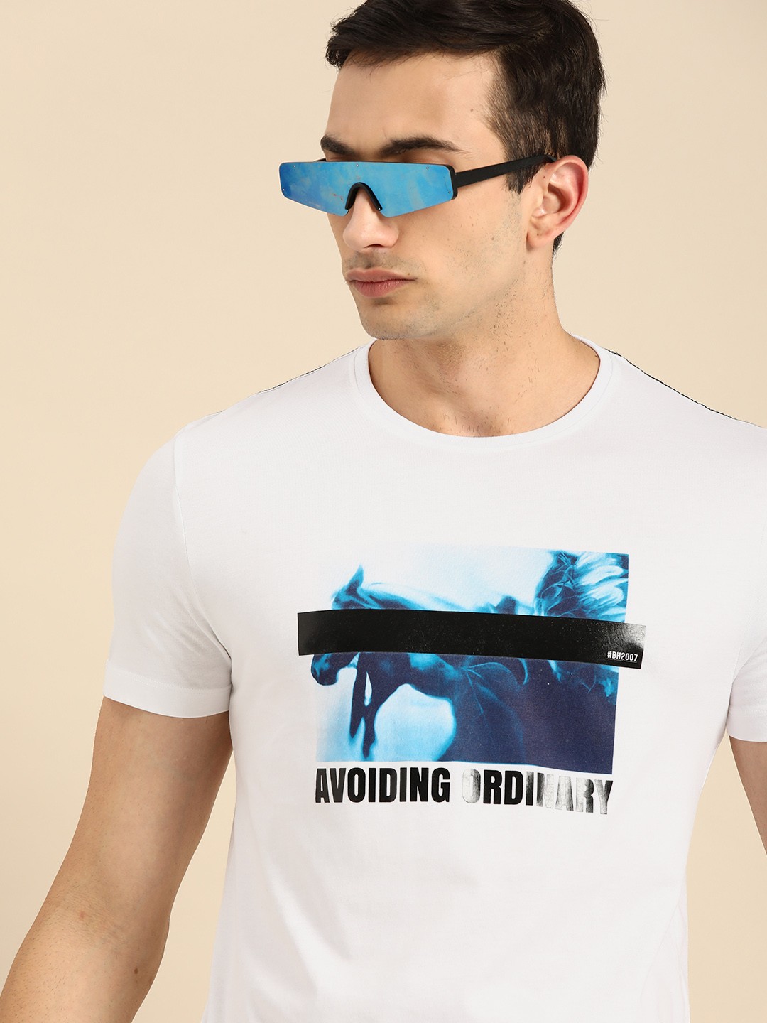 

Being Human Men White Printed Round Neck Pure Cotton T-shirt