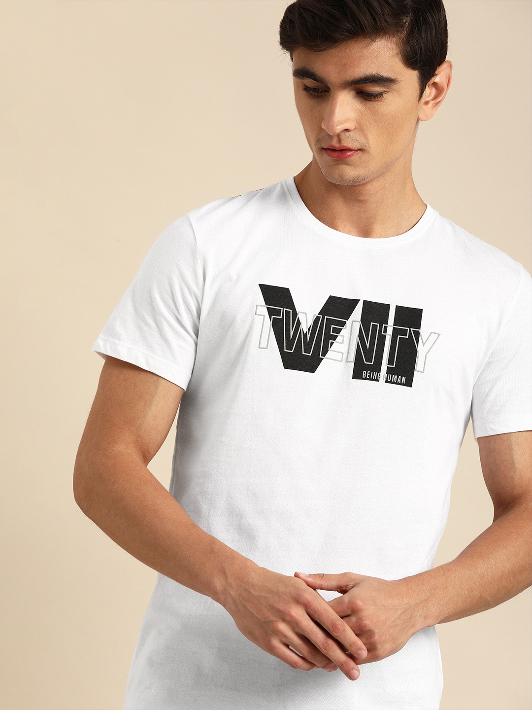 

Being Human Men White Printed Round Neck T-shirt