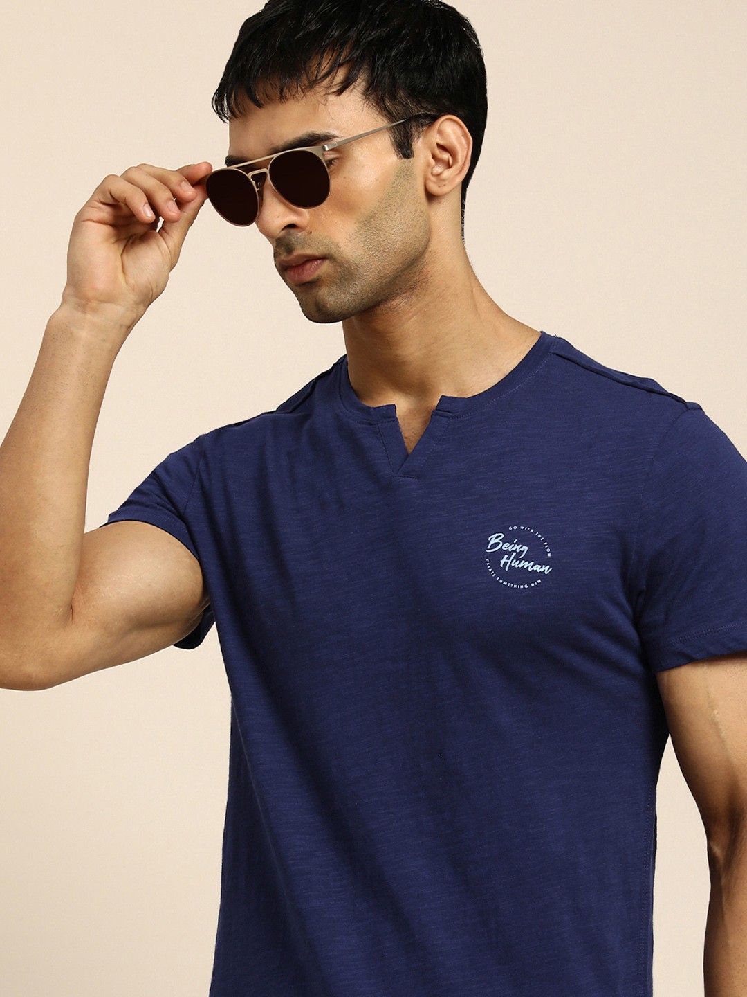 

Being Human Men Navy Blue Pure Cotton T-shirt