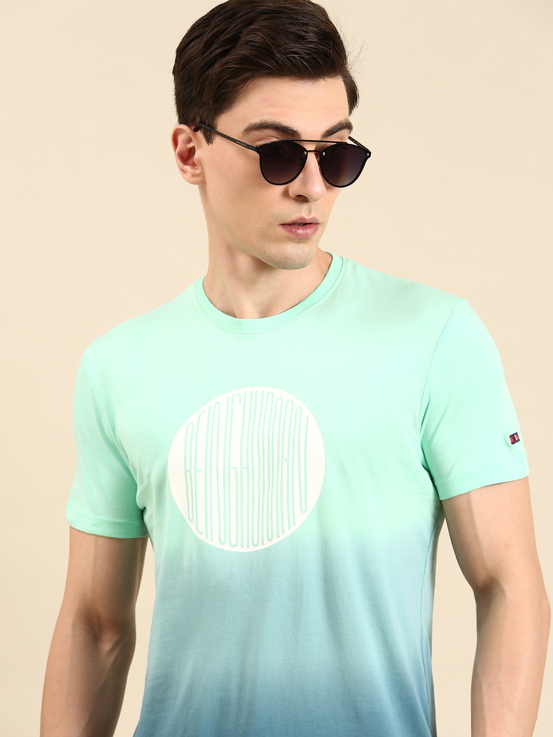 

Being Human Men Colourblocked Pure Cotton Casual T-shirt, Blue