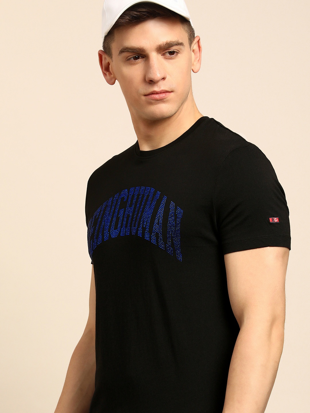 

Being Human Men Black Brand Logo Printed Pure Cotton T-shirt