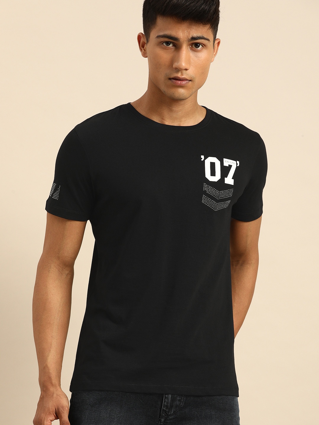 

Being Human Men Black Printed Round Neck Pure Cotton T-shirt