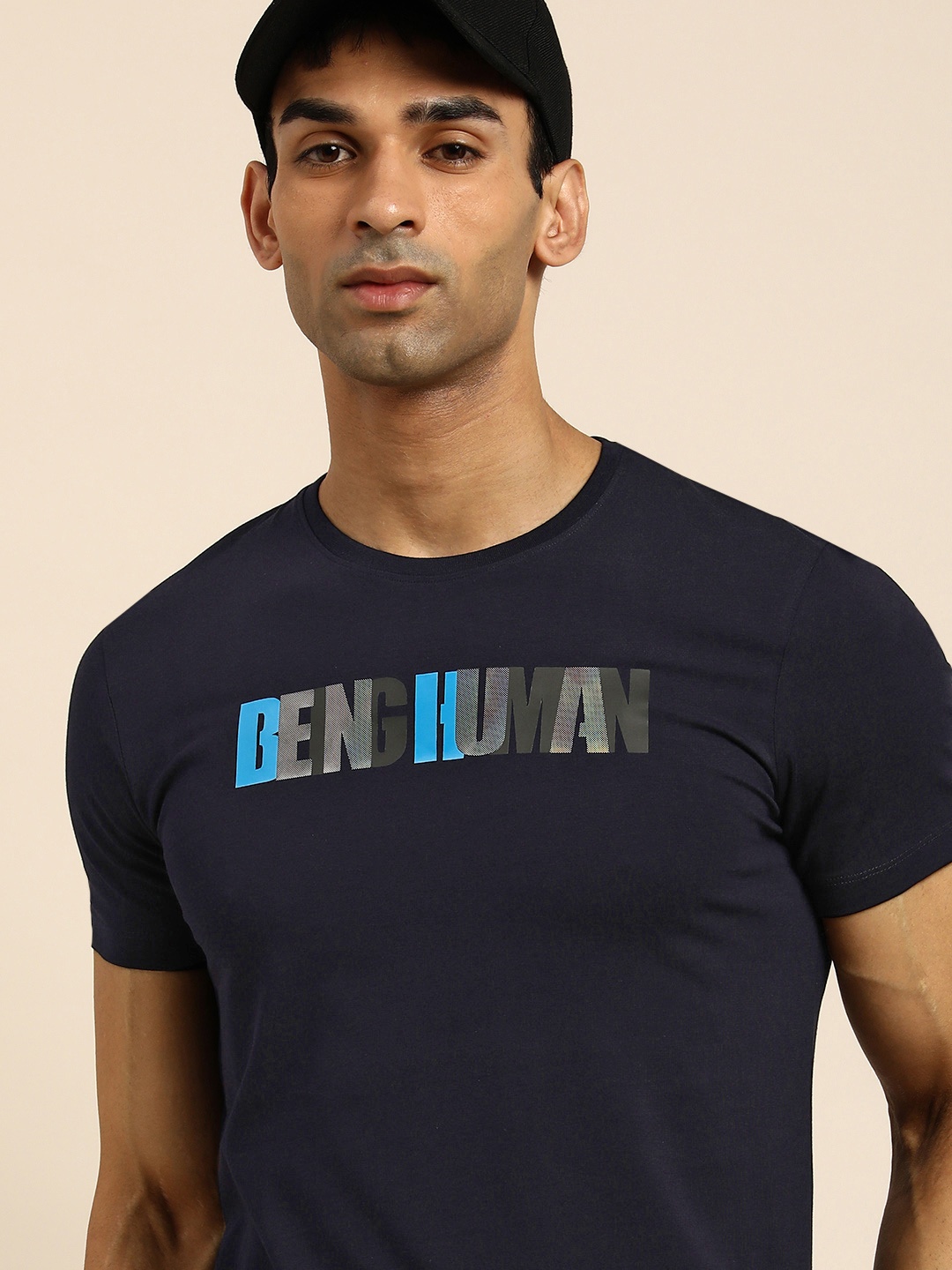 

Being Human Men Navy Blue Typography Printed T-shirt