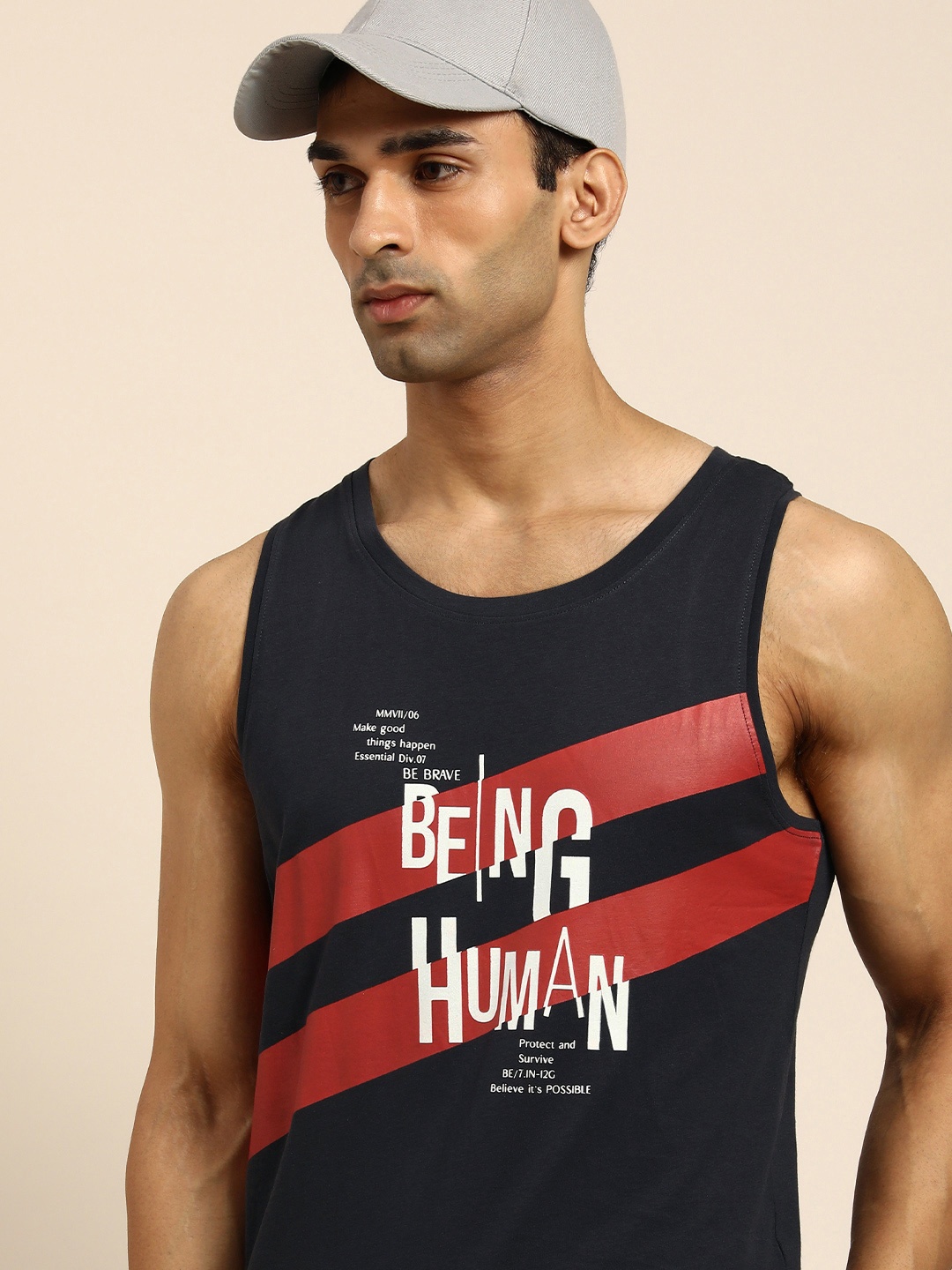 

Being Human Men Black Brand Logo Printed Pure Cotton T-shirt