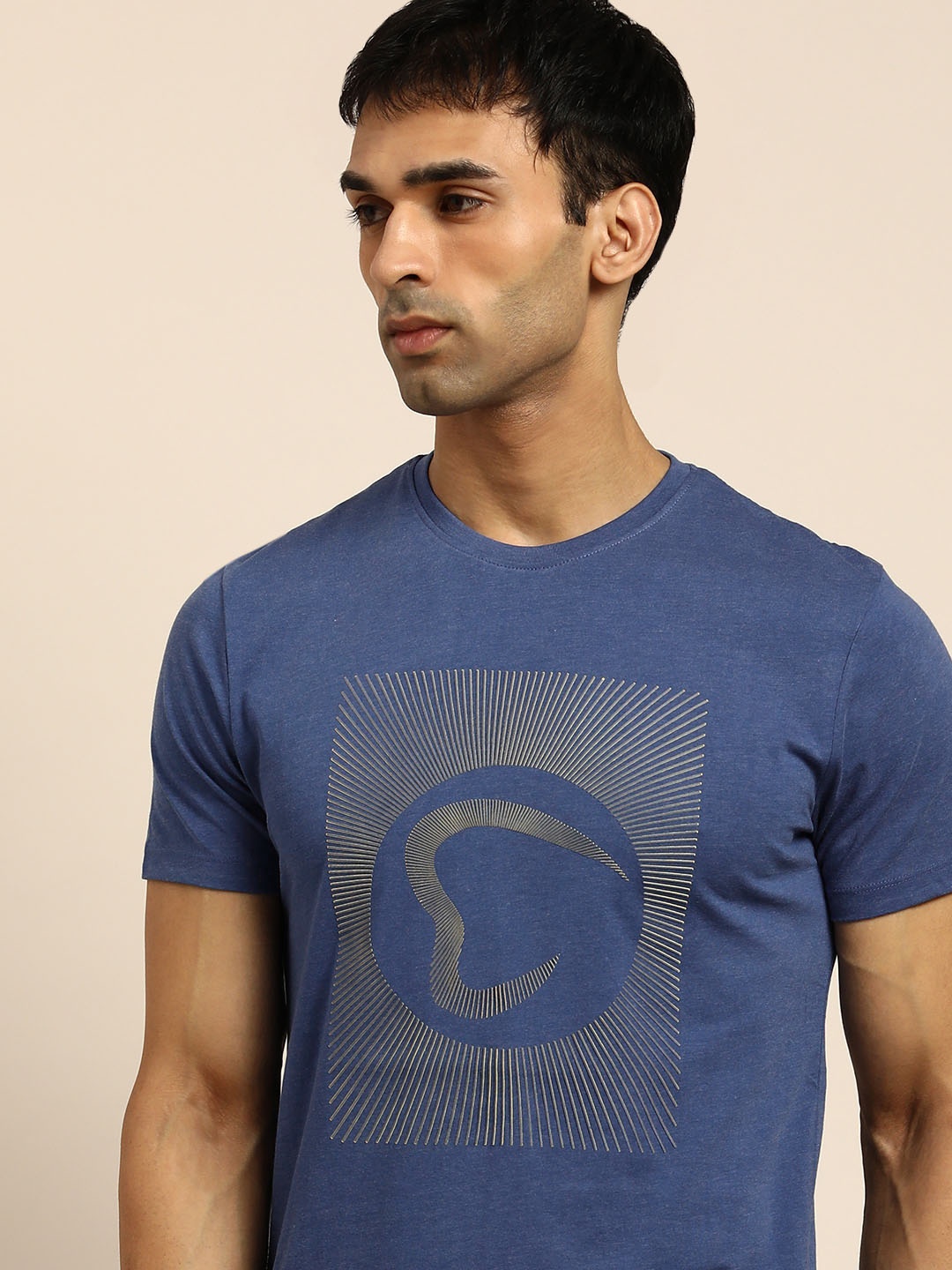 

Being Human Men Blue Brand Logo Printed T-shirt