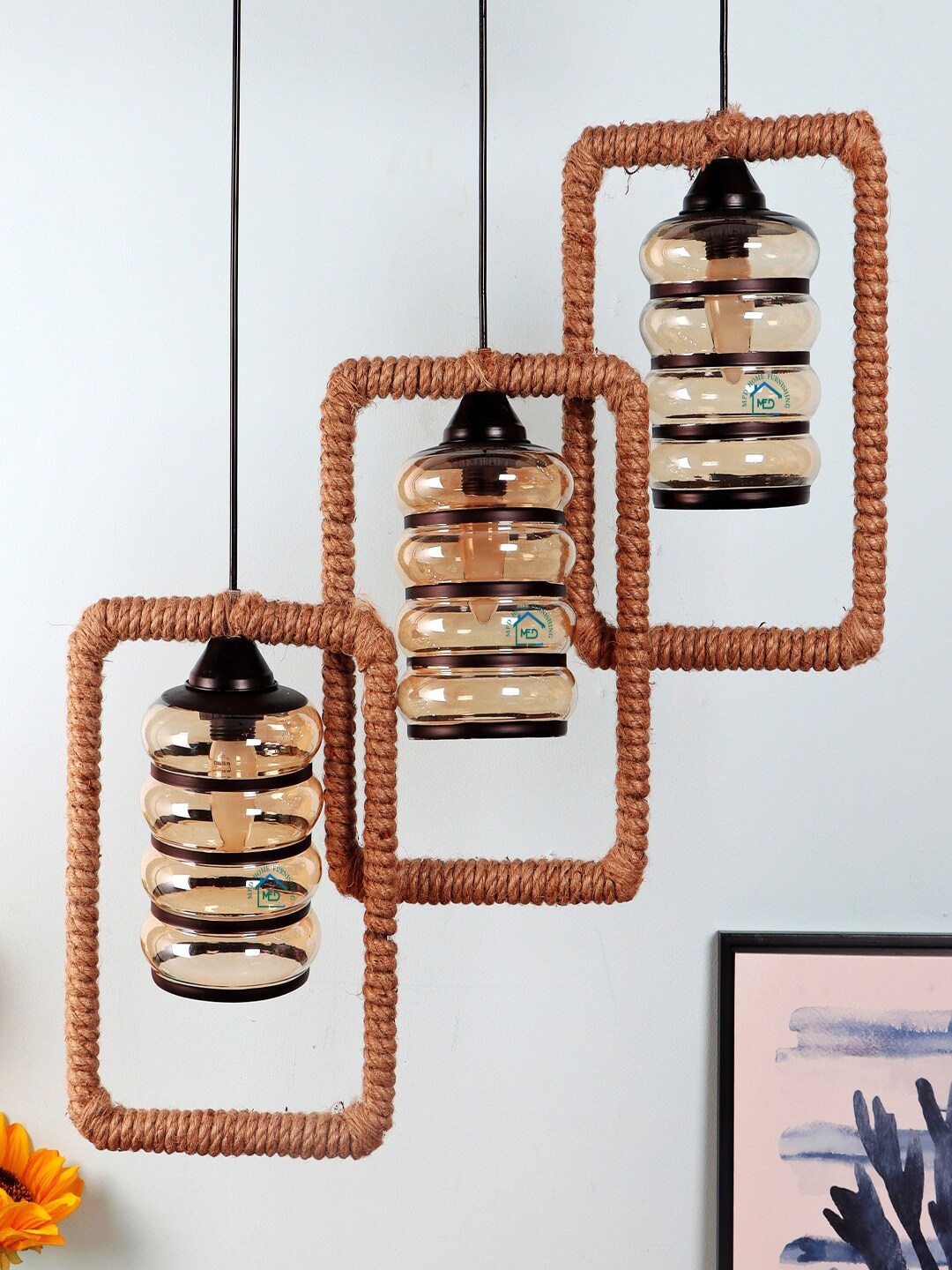 

MFD HOME FURNISHING Brown Self Design Cluster Light