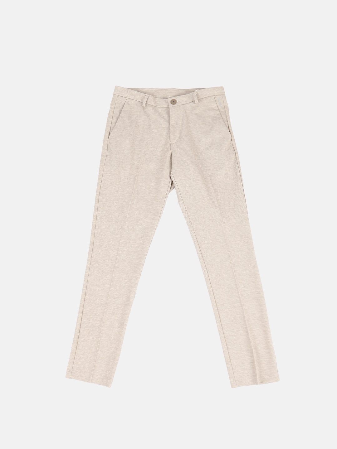 

Louis Philippe Sport Men Beige Textured Comfy Tapered Fit Low-Rise Regular Trousers
