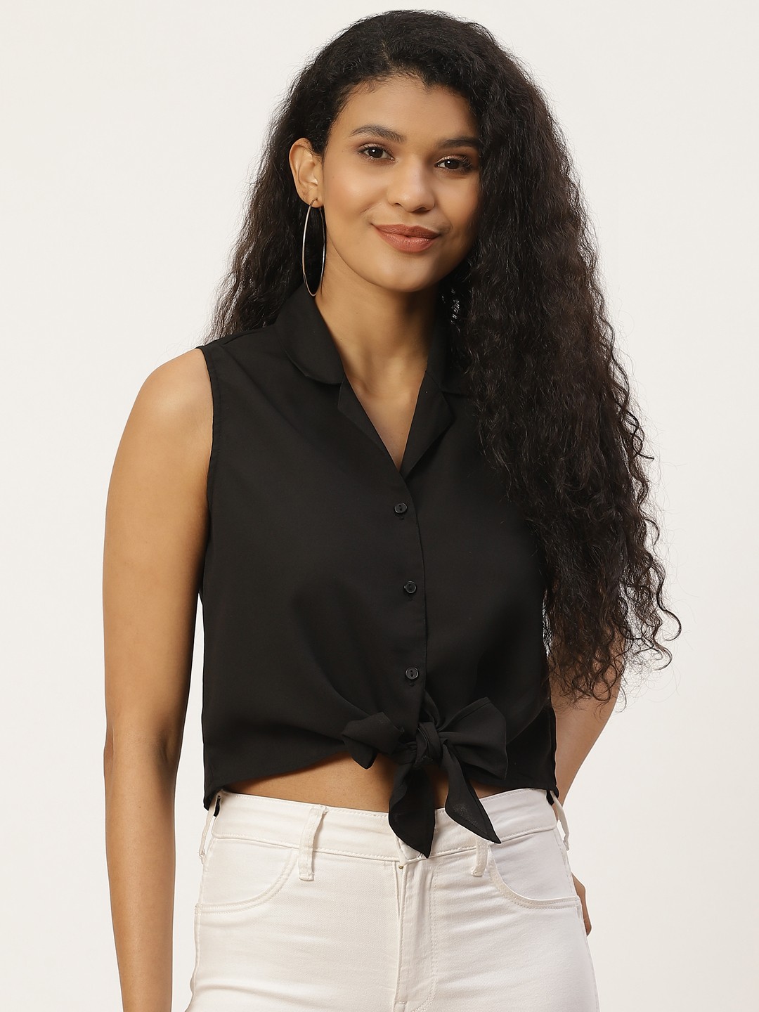 

Trend Arrest Women Black Regular Fit Solid Casual Shirt