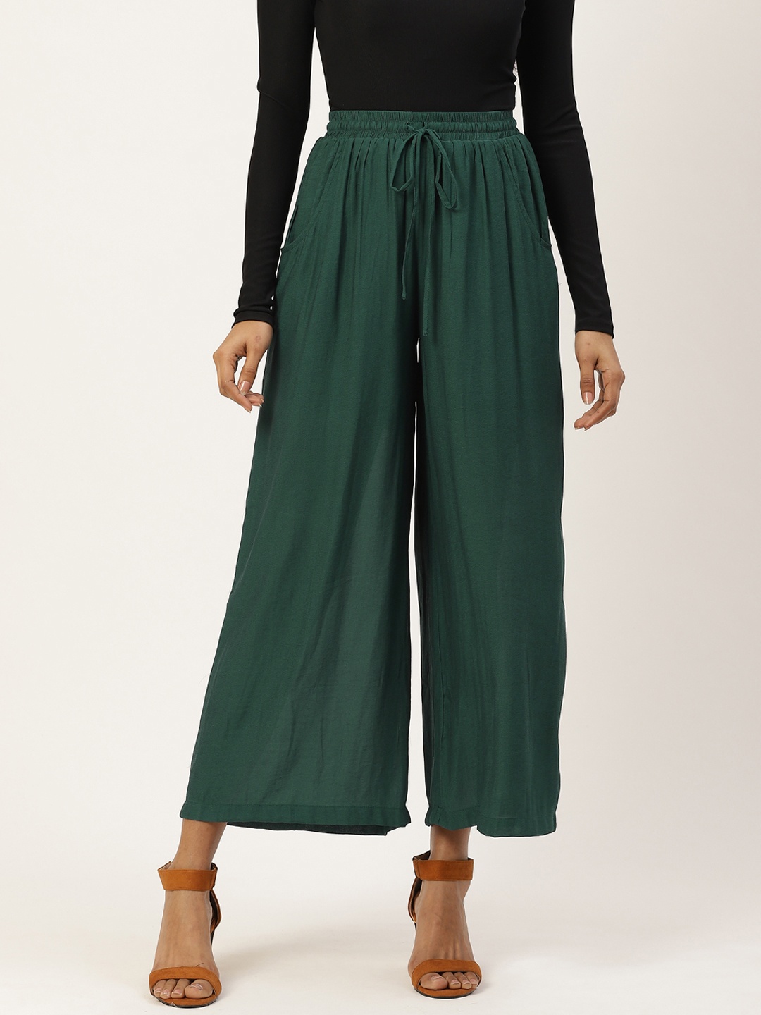 

Trend Arrest Women Green Straight Fit Solid Parallel Trousers