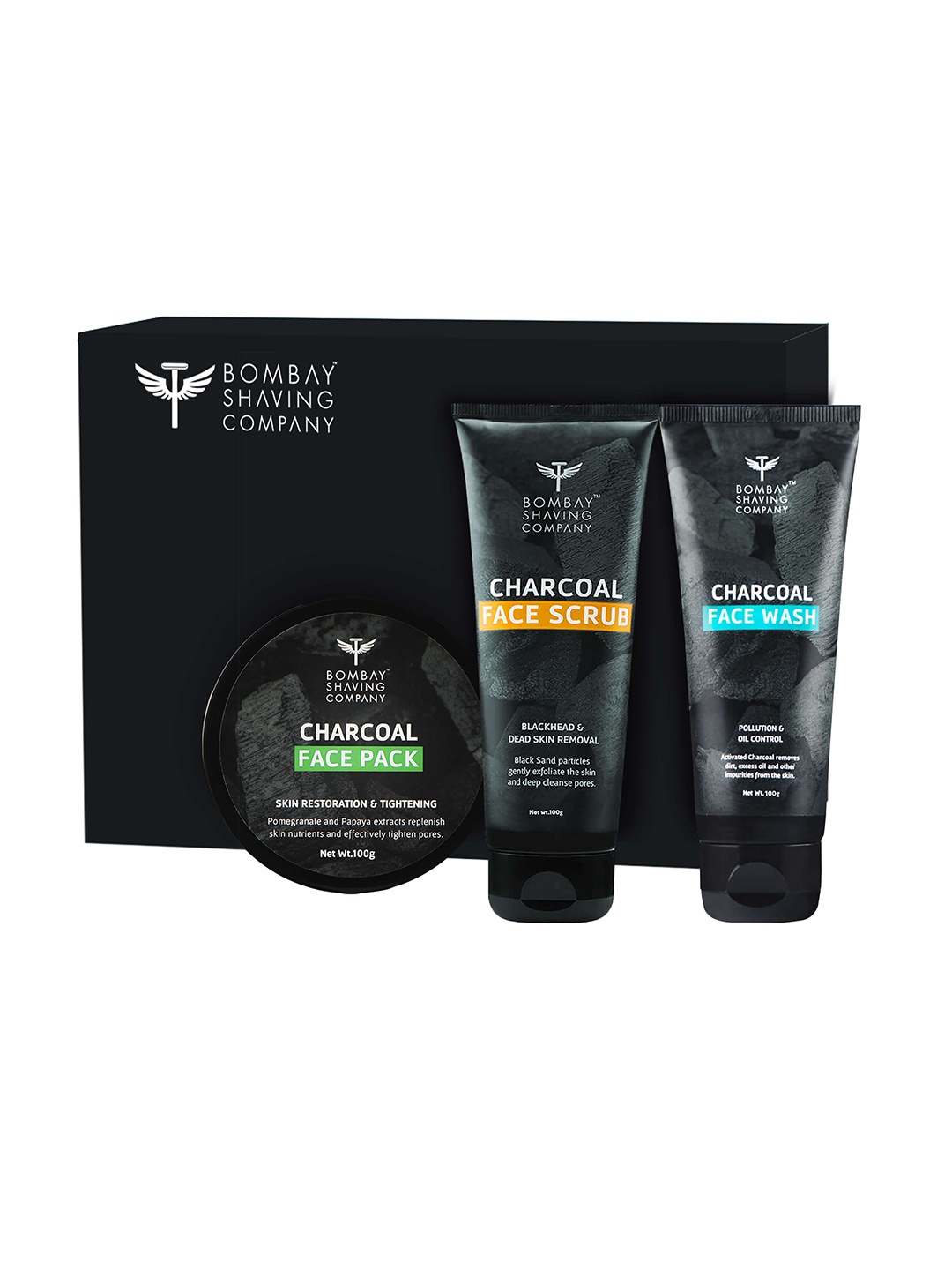

Bombay Shaving Company 3 Pieces Deep Cleansing Charcoal Set 300g, Black